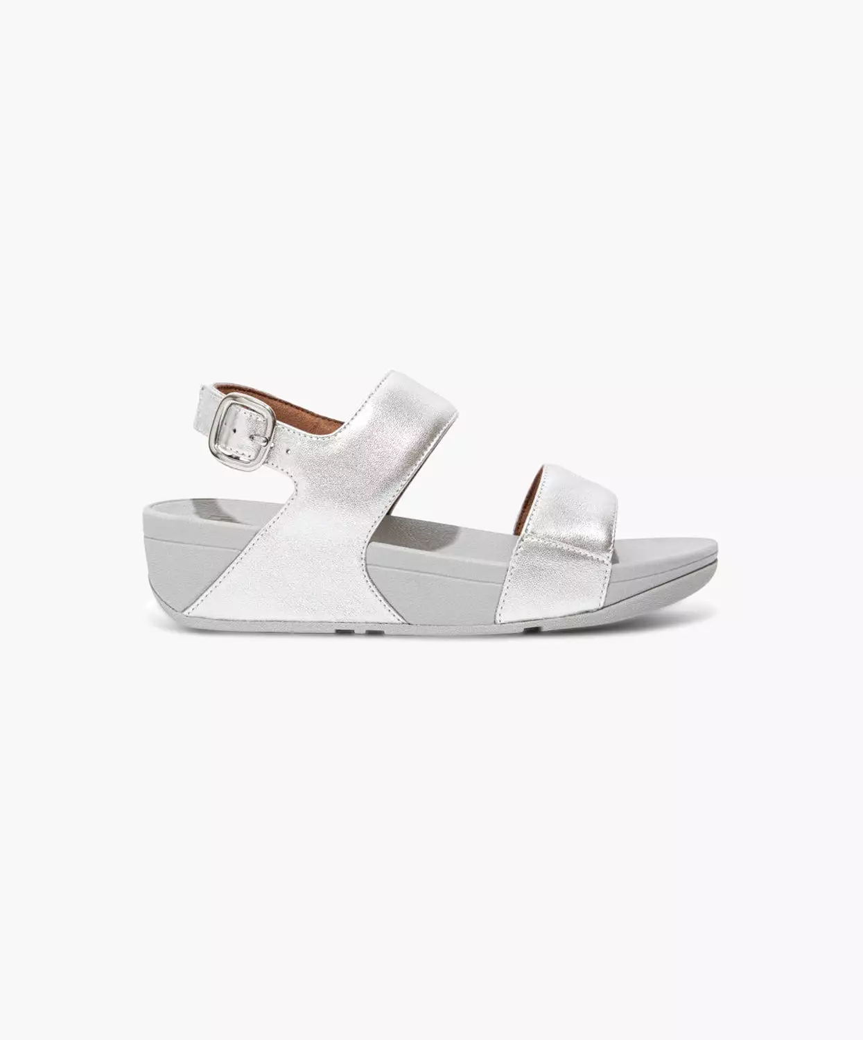 FitFlop Lulu Silver Leather Sandals with Back-Strap