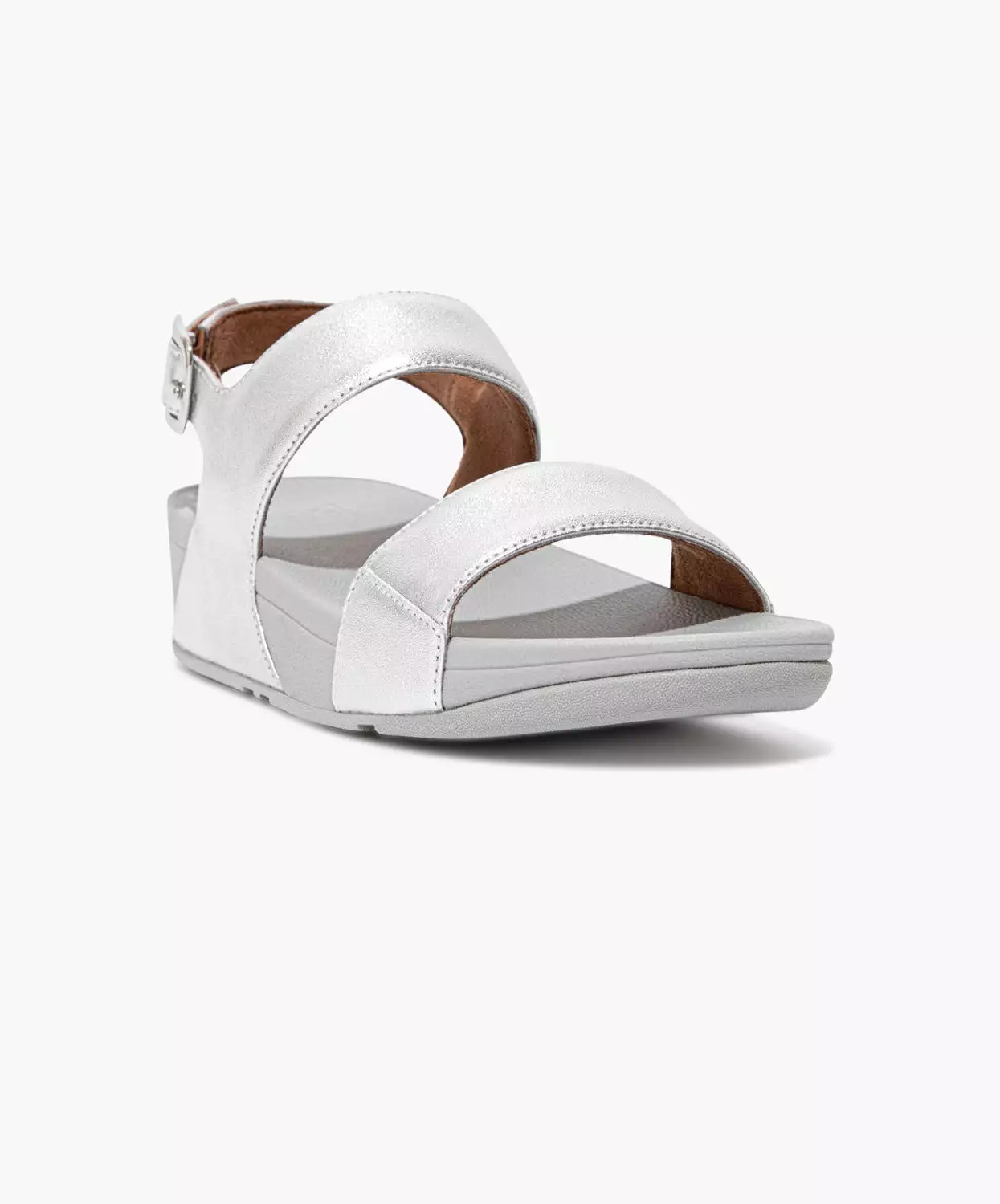 FitFlop Lulu Silver Leather Sandals with Back-Strap