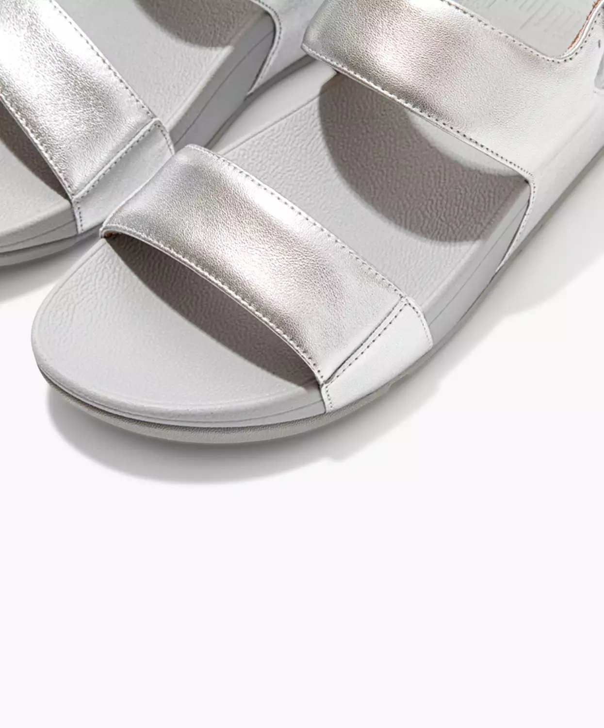 FitFlop Lulu Silver Leather Sandals with Back-Strap