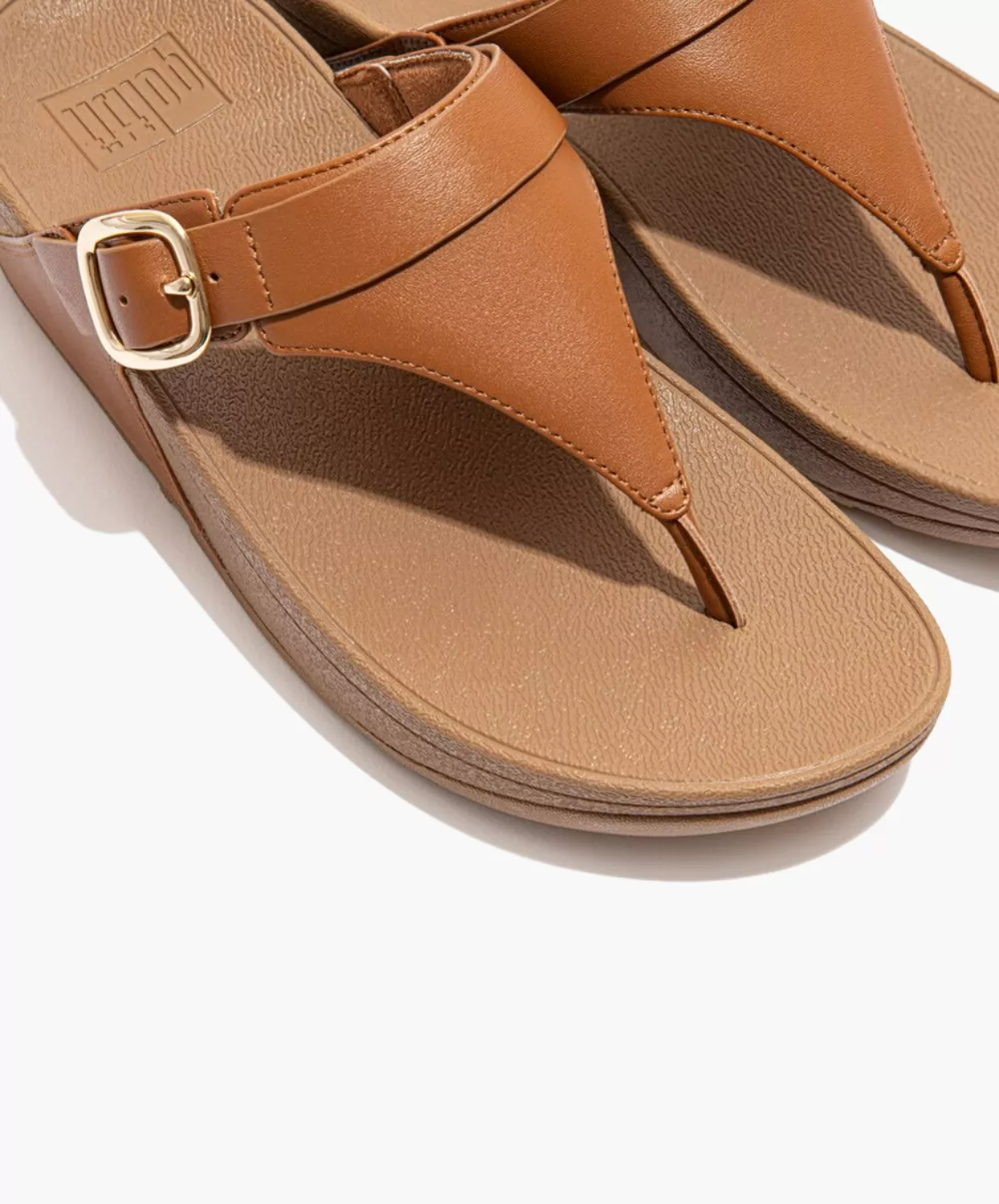 Fitflop Lulu Tan Leather Sandals - Adjustable Toe Post