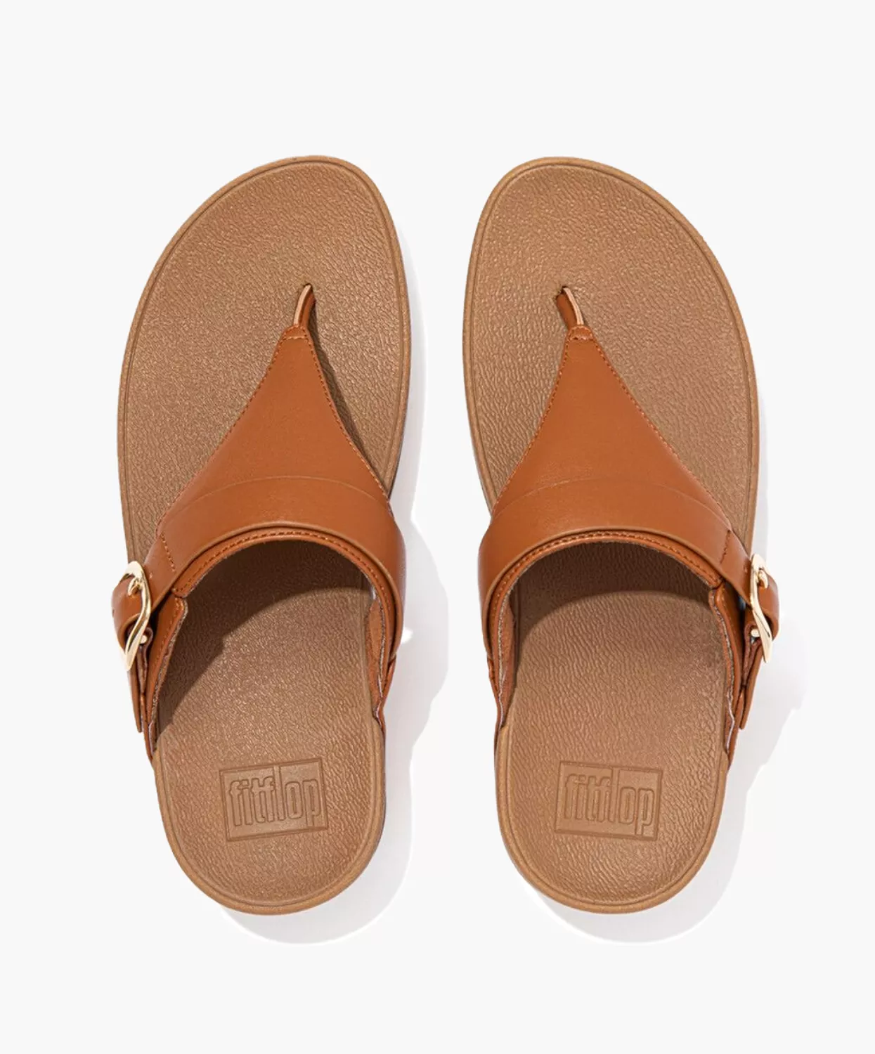 Fitflop Lulu Tan Leather Sandals - Adjustable Toe Post