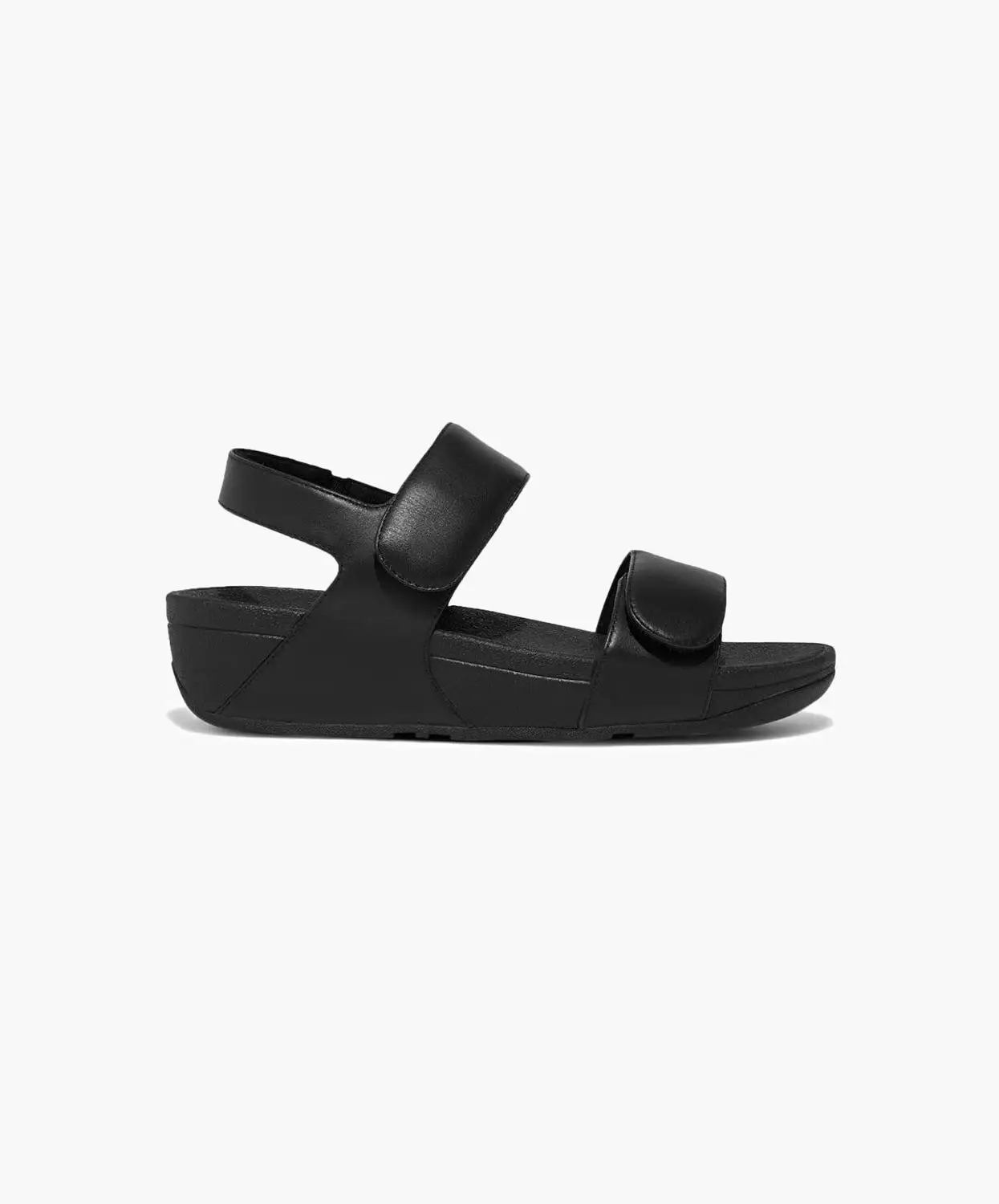 FitFlop Lulu Velcro Leather Black Back-Strap Sandal