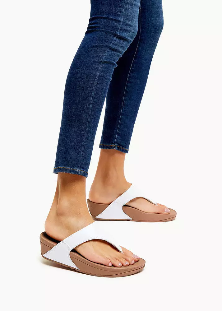 FitFlop Lulu white leather toe post sandals