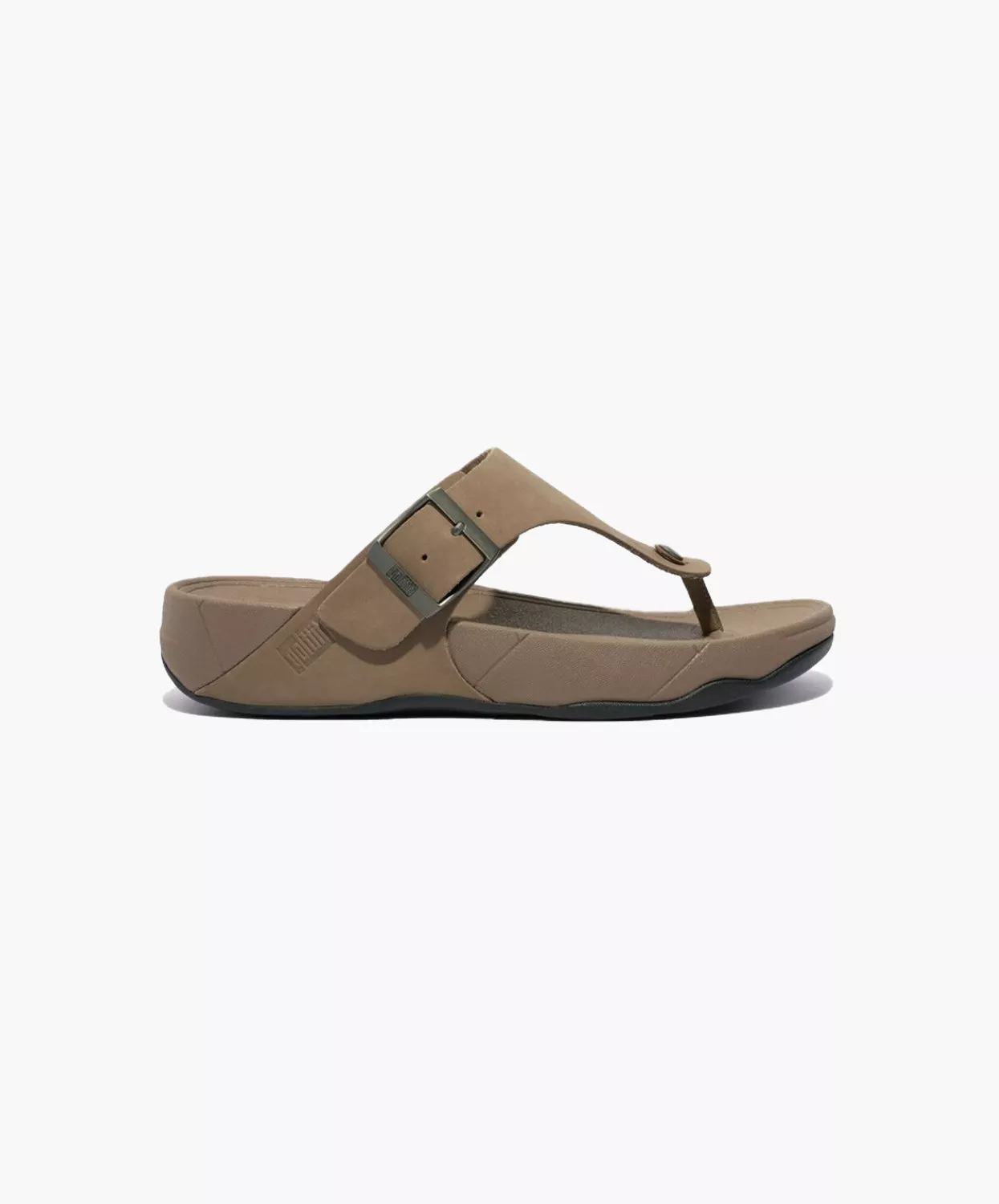 FitFlop Men's Buckle Leather Toe Post Sandals Grey