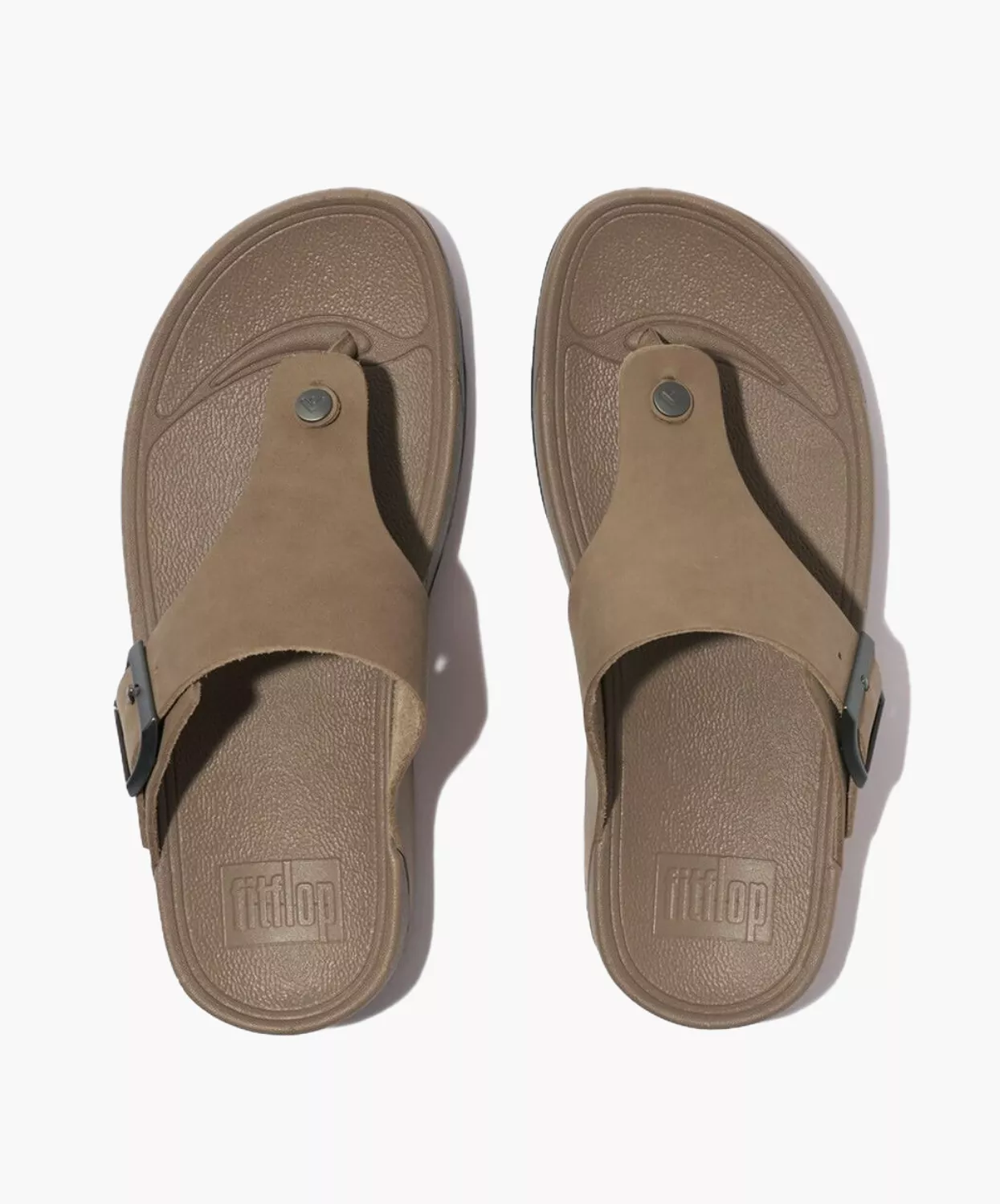 FitFlop Men's Buckle Leather Toe Post Sandals Grey