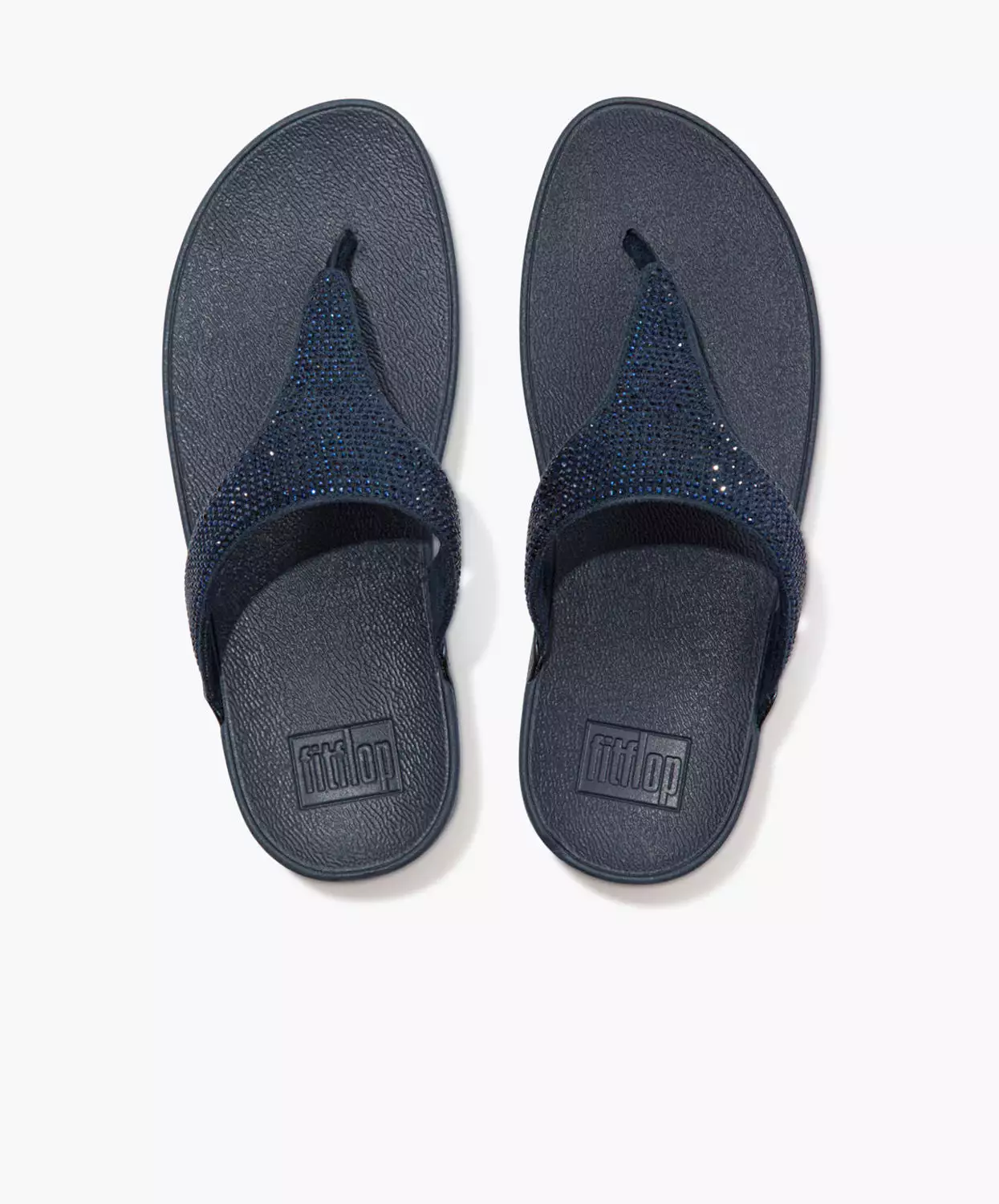 FitFlop Navy Crystal Embellished Toe Post Sandals.