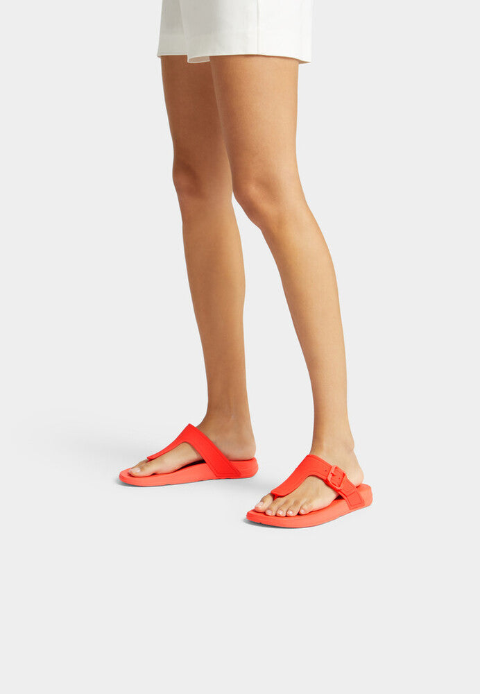 FitFlop Neon Orange Flip-Flops with Adjustable Buckle - Iqushion Collection