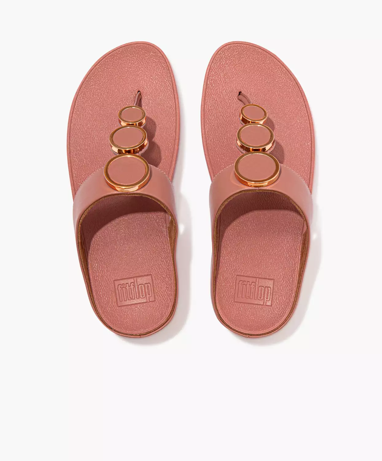 FitFlop Pink Leather Toe Post Sandals