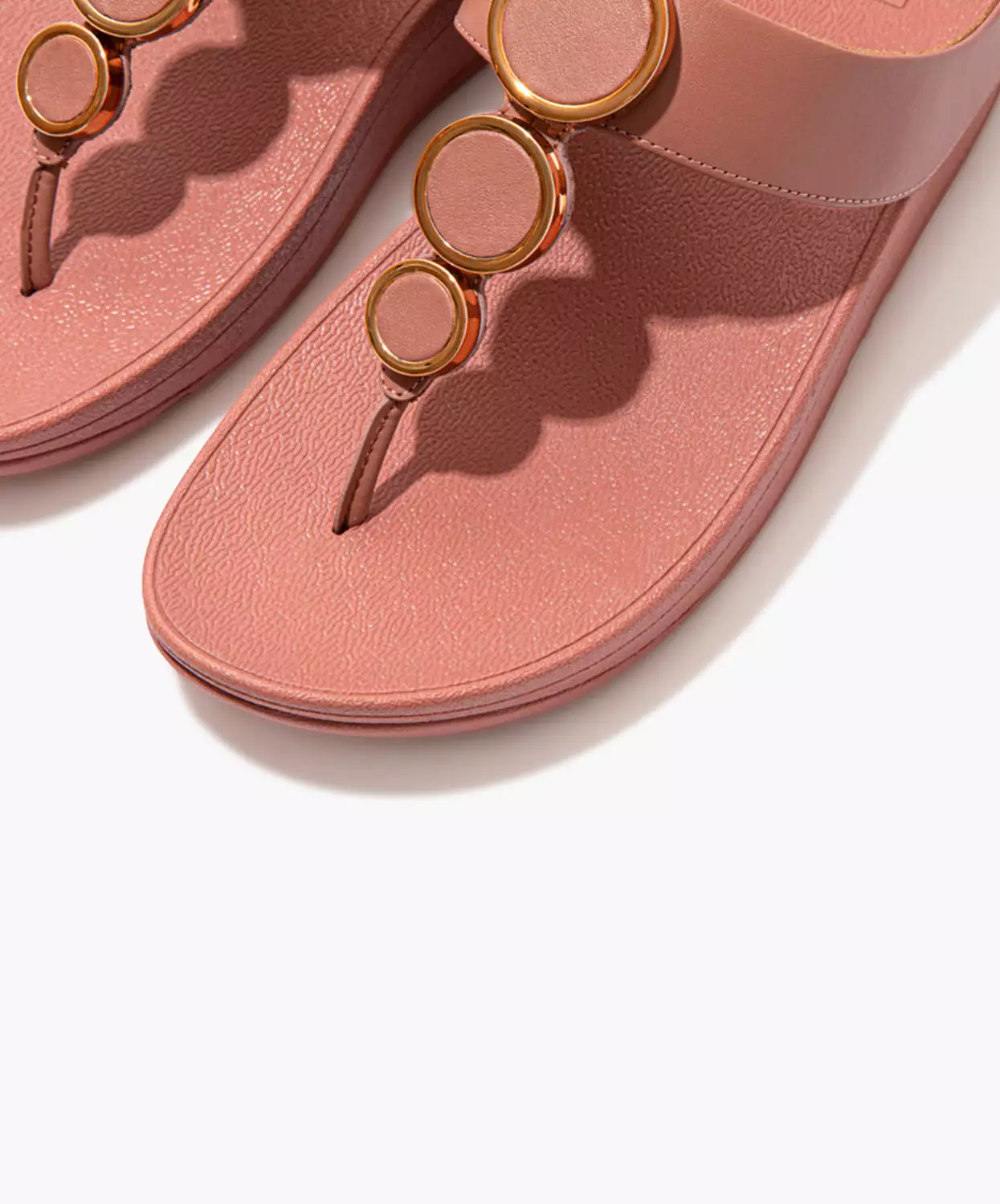 FitFlop Pink Leather Toe Post Sandals