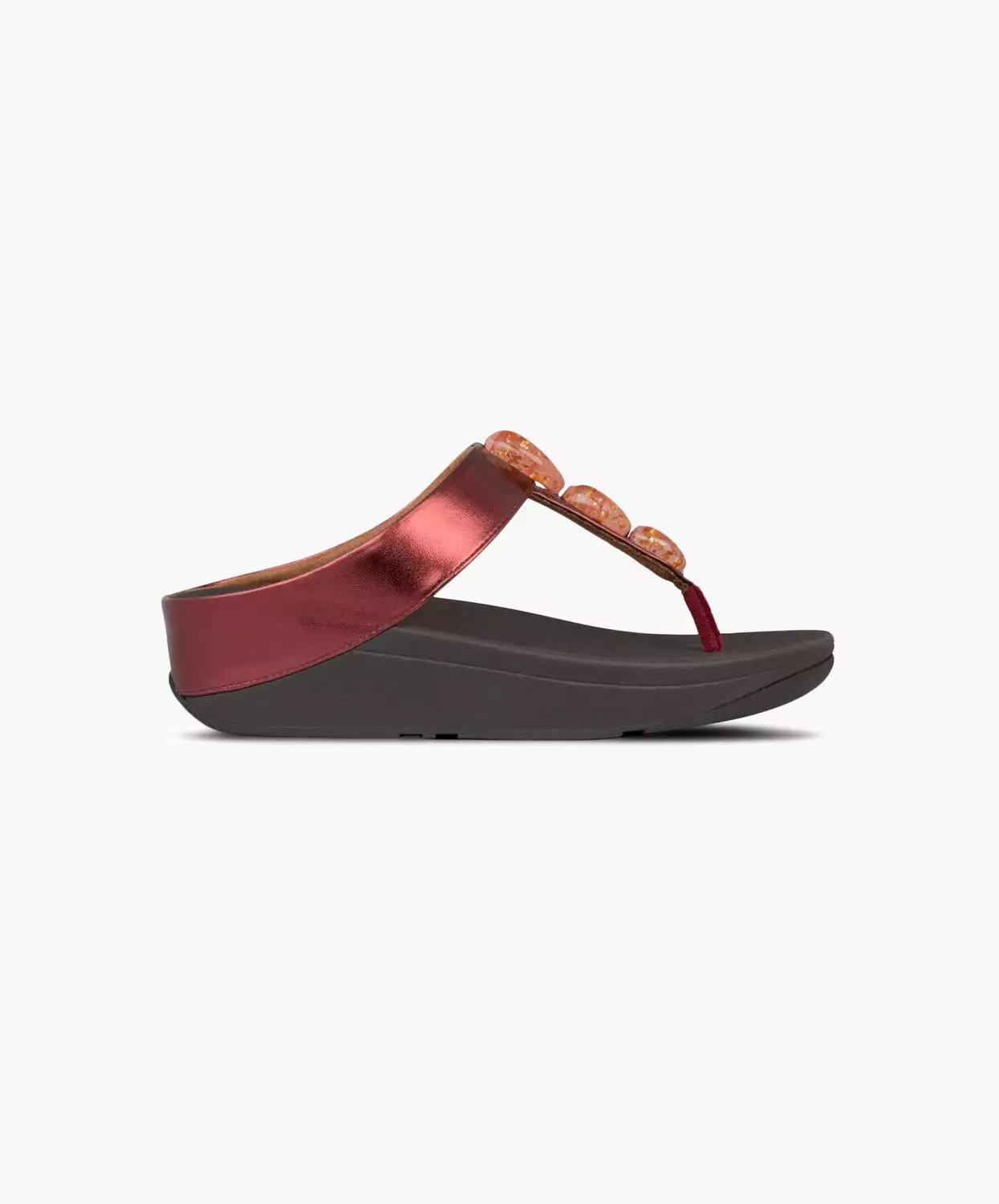 FitFlop Red Metallic Stone Toe Post