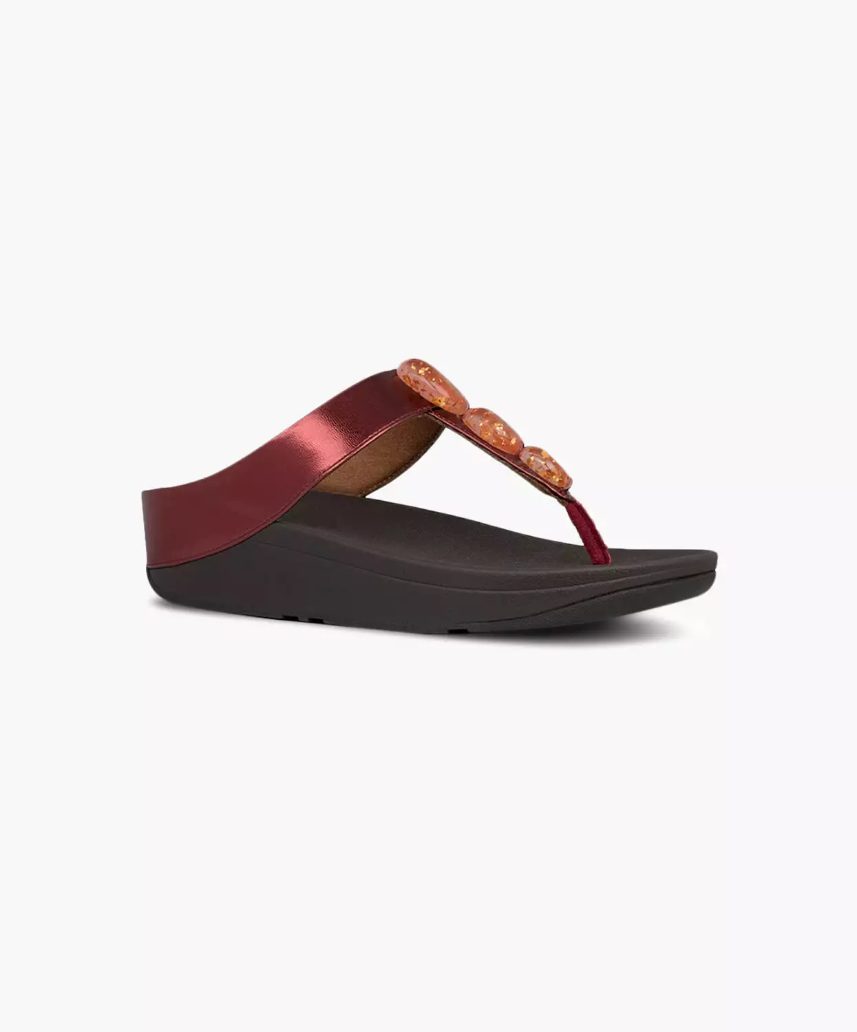 FitFlop Red Metallic Stone Toe Post