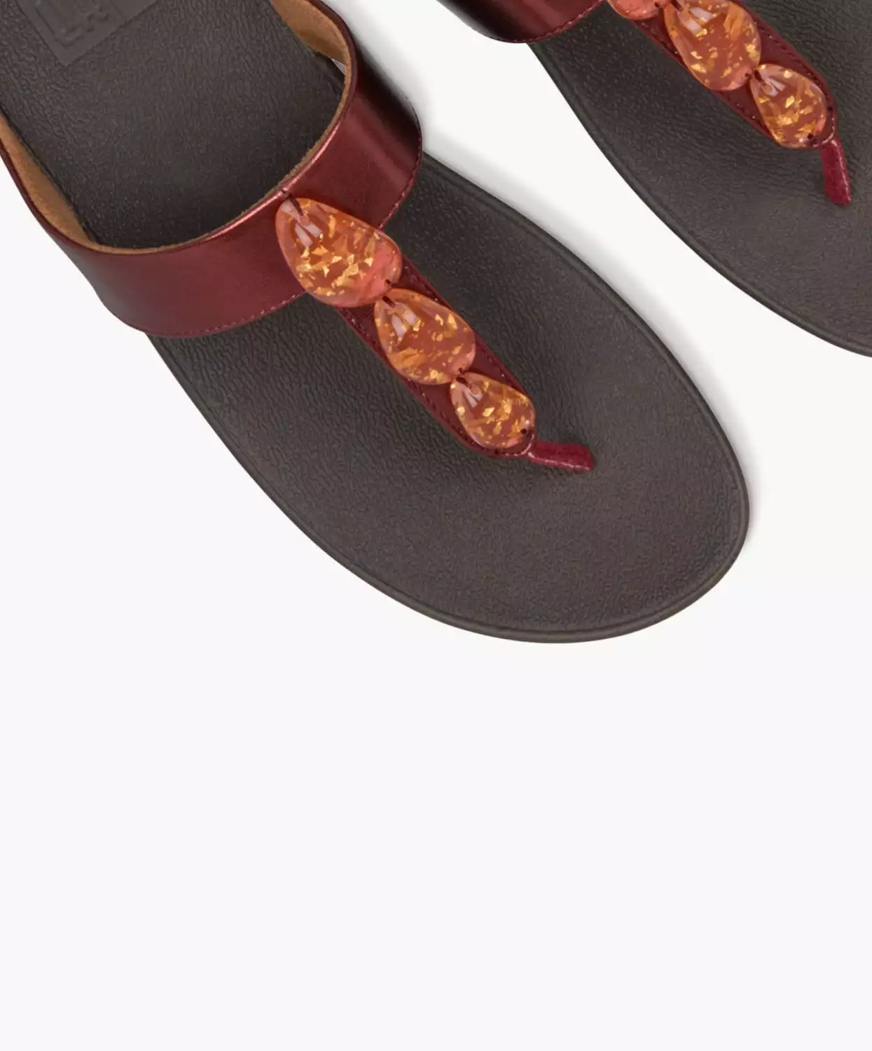 FitFlop Red Metallic Stone Toe Post