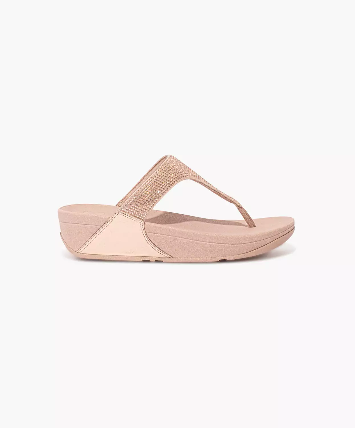 FitFlop Rose Gold Sandals with Crystal Embellishments