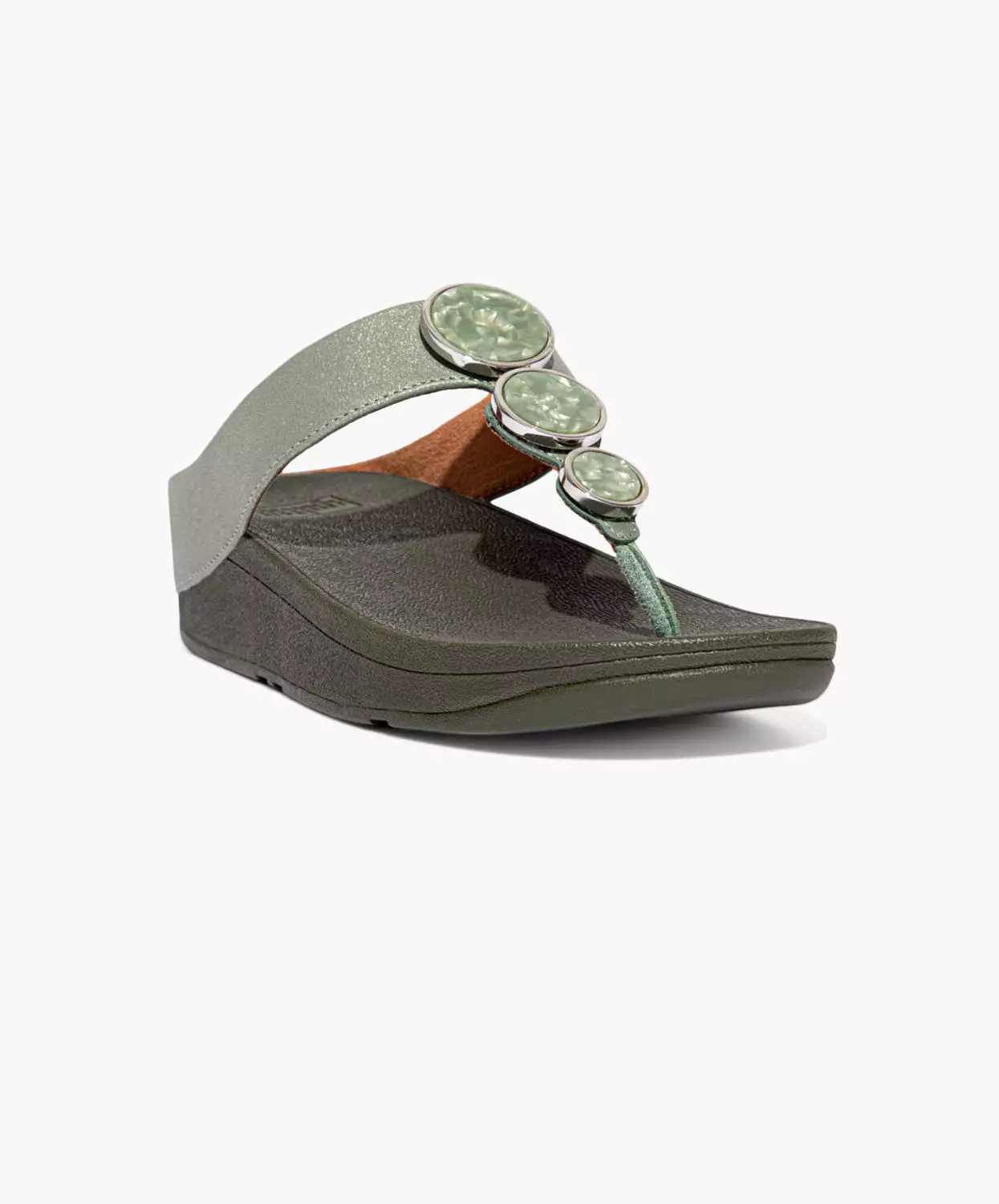 FitFlop Shimmer Toe Post Sandals Green