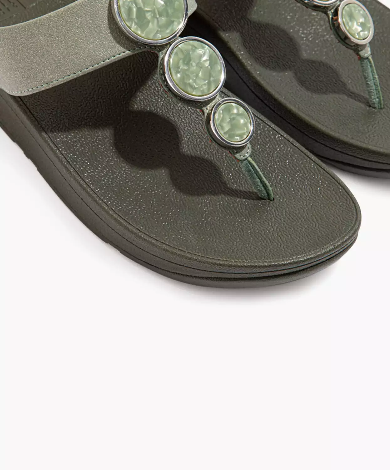 FitFlop Shimmer Toe Post Sandals Green