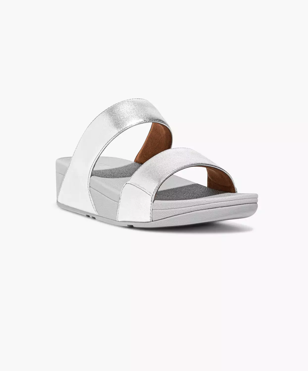 FitFlop Silver Leather Slides - Lulu Collection