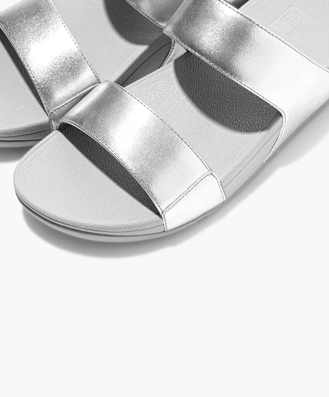 FitFlop Silver Leather Slides - Lulu Collection