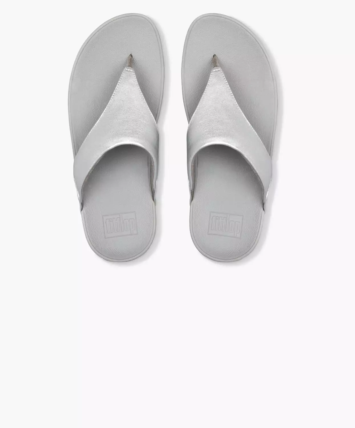 FitFlop silver leather toe post sandals.