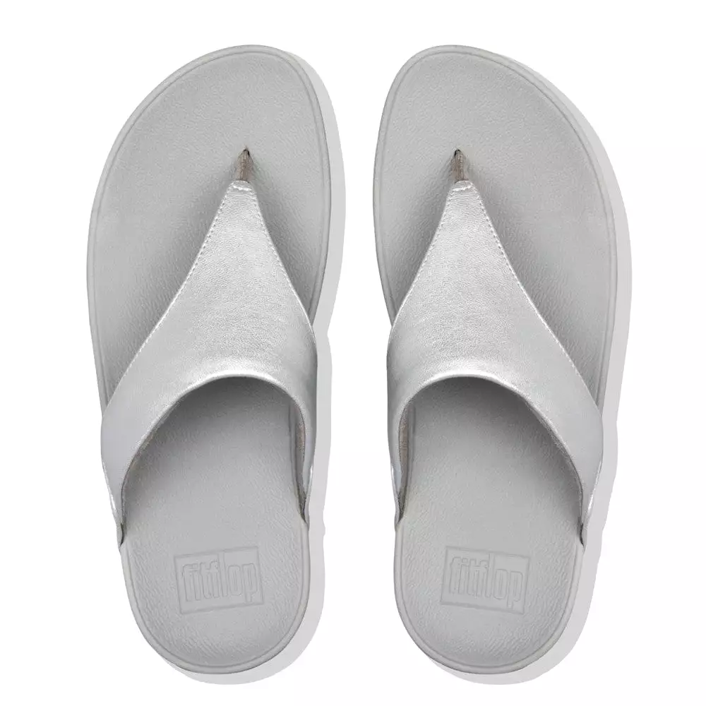 FitFlop silver leather toe post sandals.