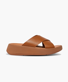 FitFlop Tan Leather Flatform Cross Slide - Shop Now!