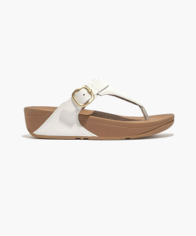 Fitflop White Adjustable Leather Toe Post Sandals