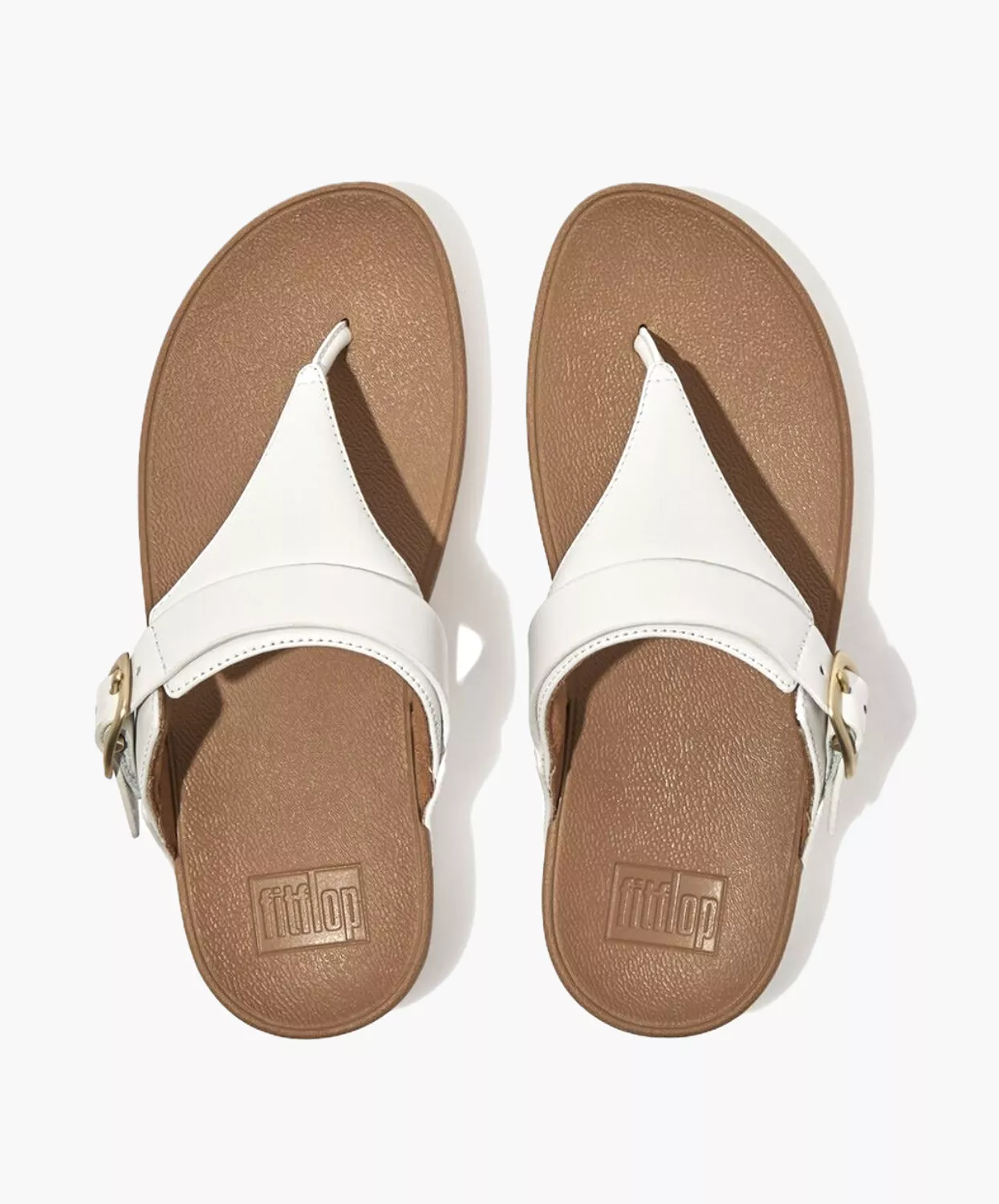 Fitflop White Adjustable Leather Toe Post Sandals