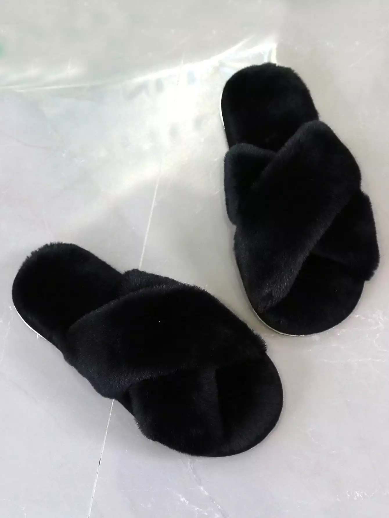 Fluffy Cross Strap Bedroom Slippers - Shop Now!