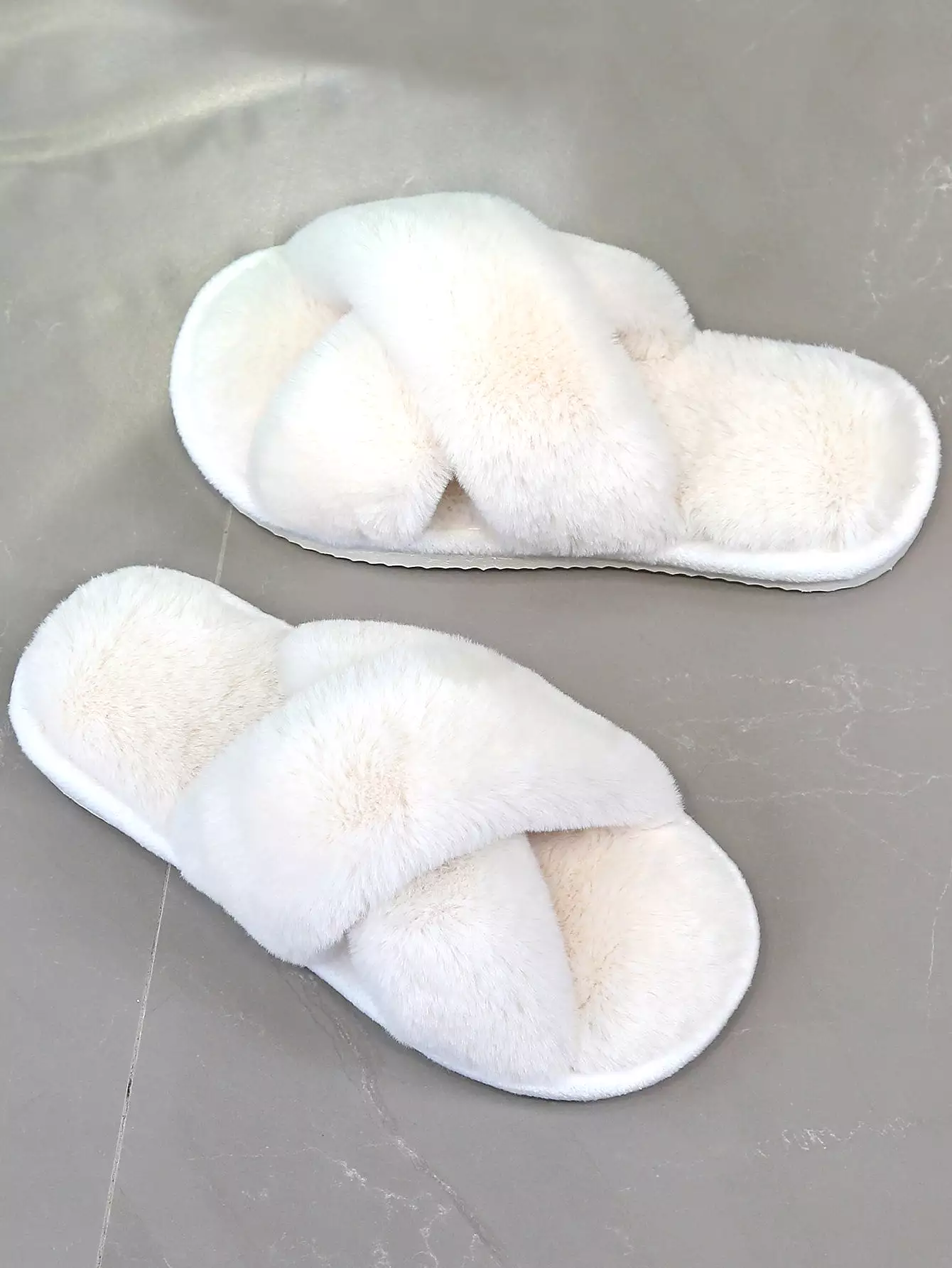 Fluffy Cross Strap Bedroom Slippers - Shop Now!