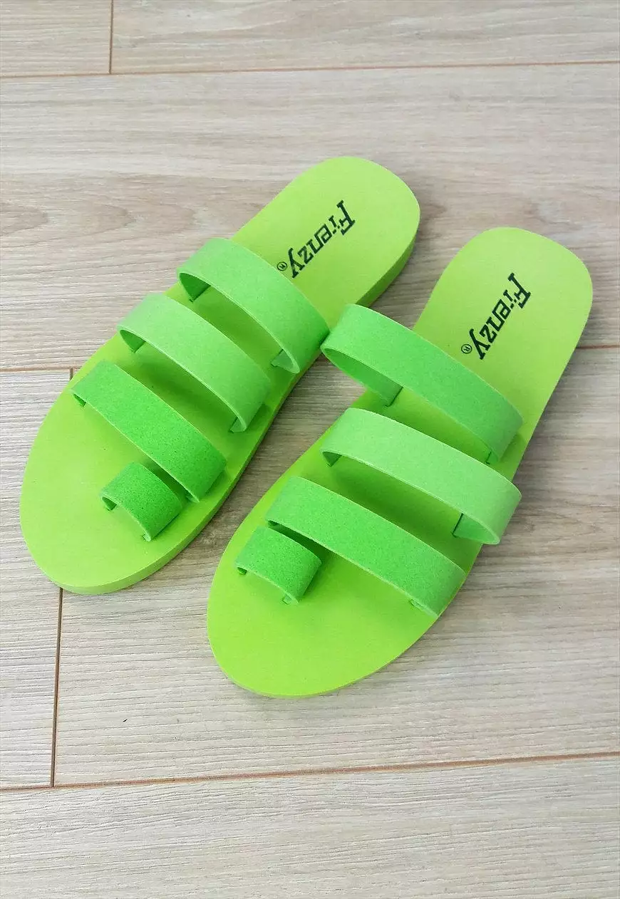 Fluorescent Green Foam Flip-Flops - Brand New - Size 37-37.5 (UK 4)