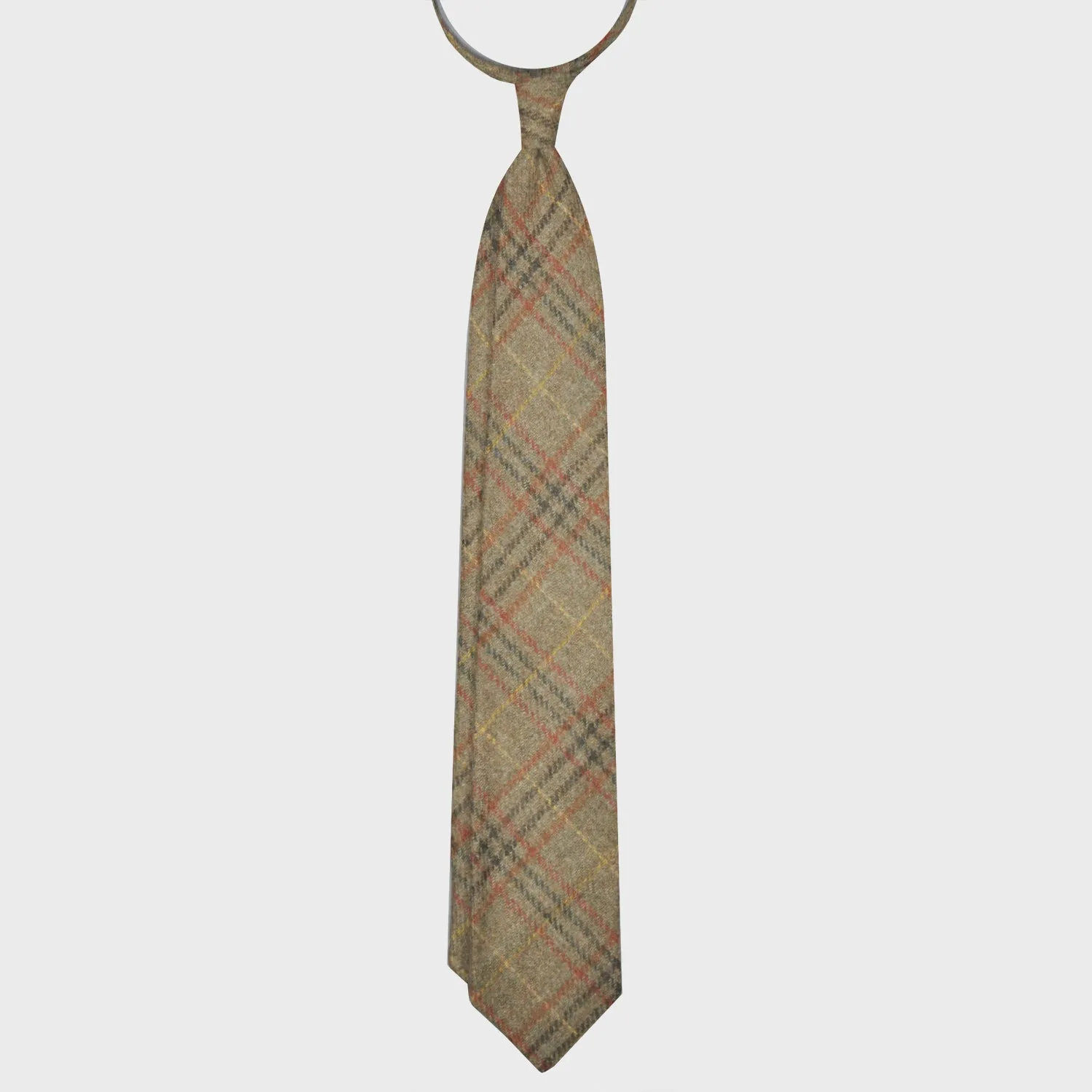 F.Marino Army Green Glen Plaid Tweed Tie - 3 Folds - Direct Result