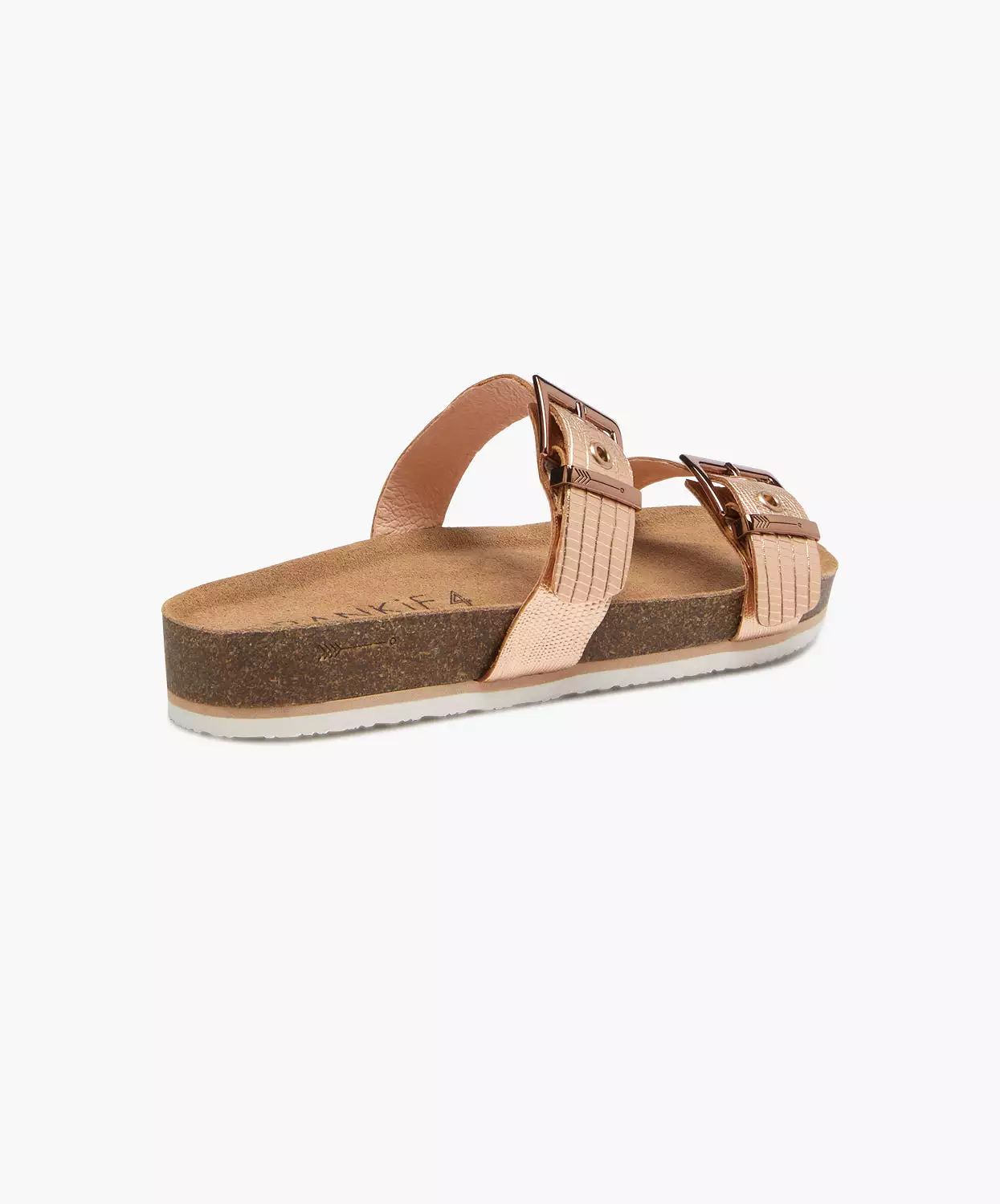 Frankie4 Sandy 3 Rose Gold Lizard-Embossed Sandals