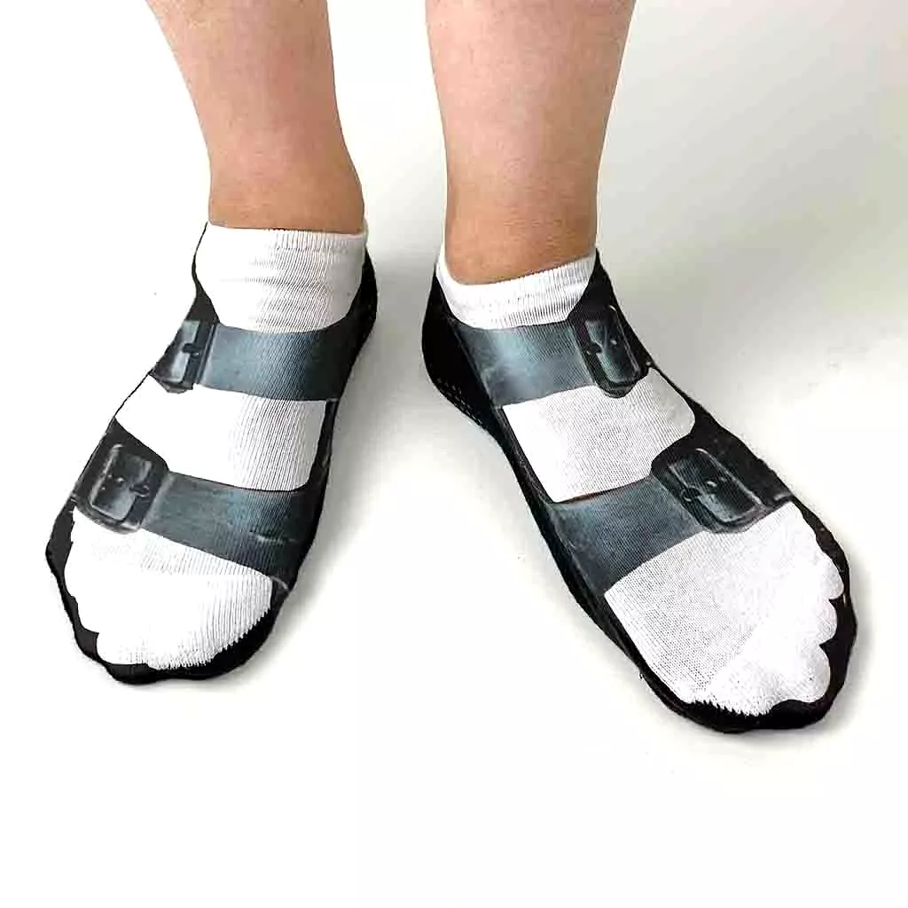 Funny Printed No Show Socks for Black Sandals