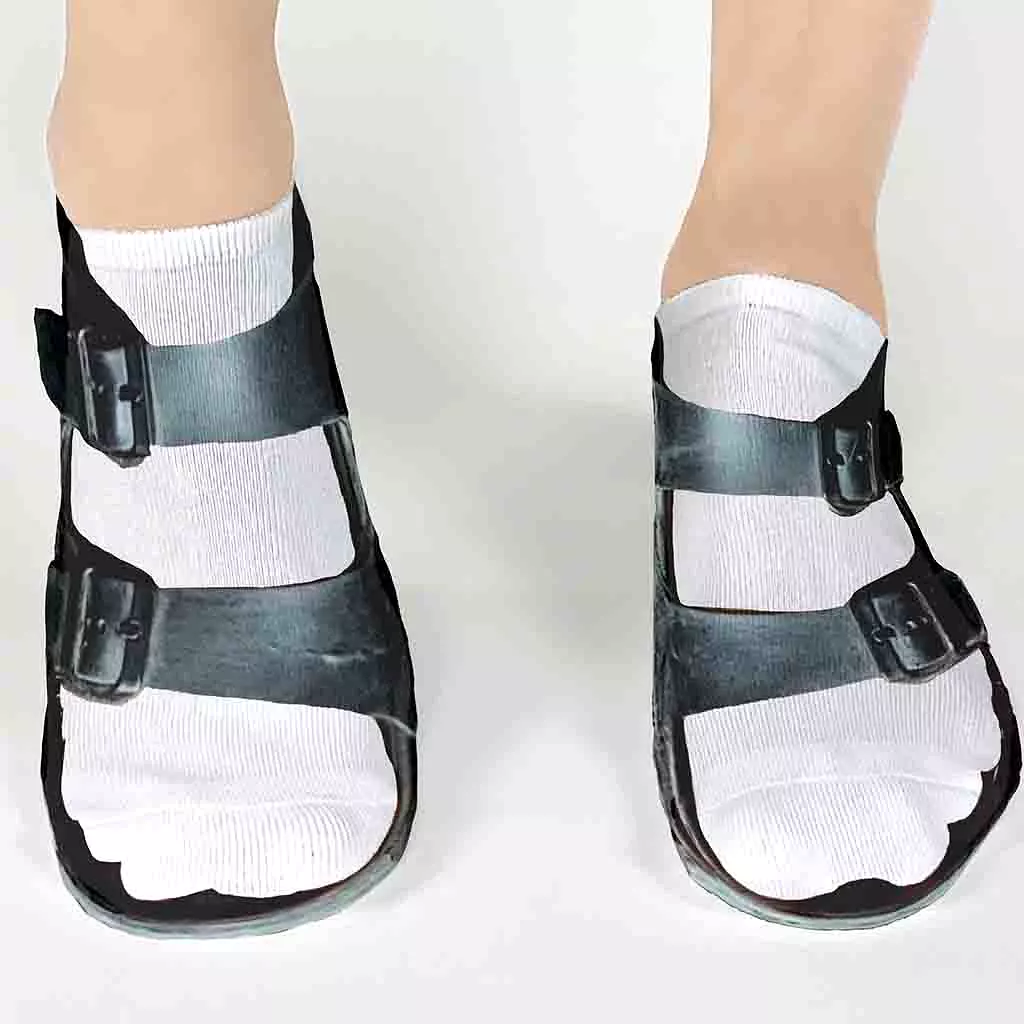 Funny Printed No Show Socks for Black Sandals