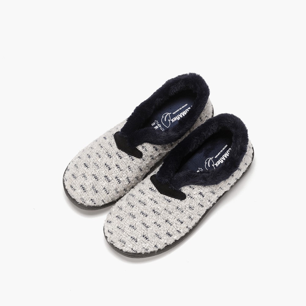 Fur Trimmed Bedroom Slippers | Grey PlumaFlex Memory Foam | R12245