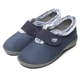 Fur Trimmed Bedroom Slippers for Women - Marine Plumaflex Memory Foam