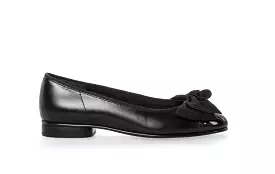 GABOR black leather ballerina shoe - Amy with bow