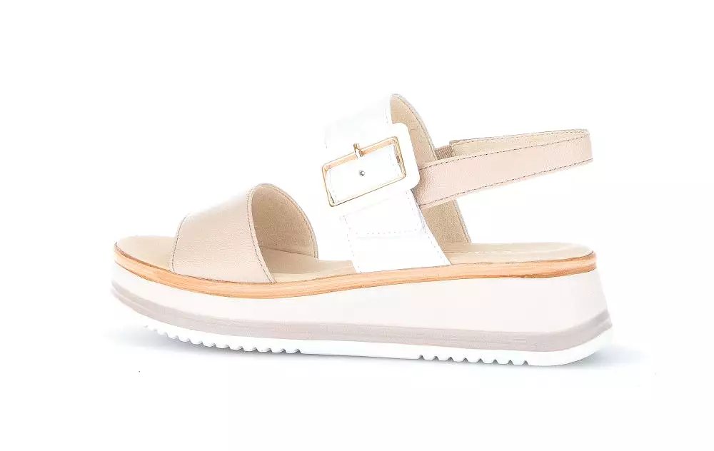 GABOR Cream and White Low Wedge Sandal 74459 - Buy Online, Latest Collection, Free Shipping.