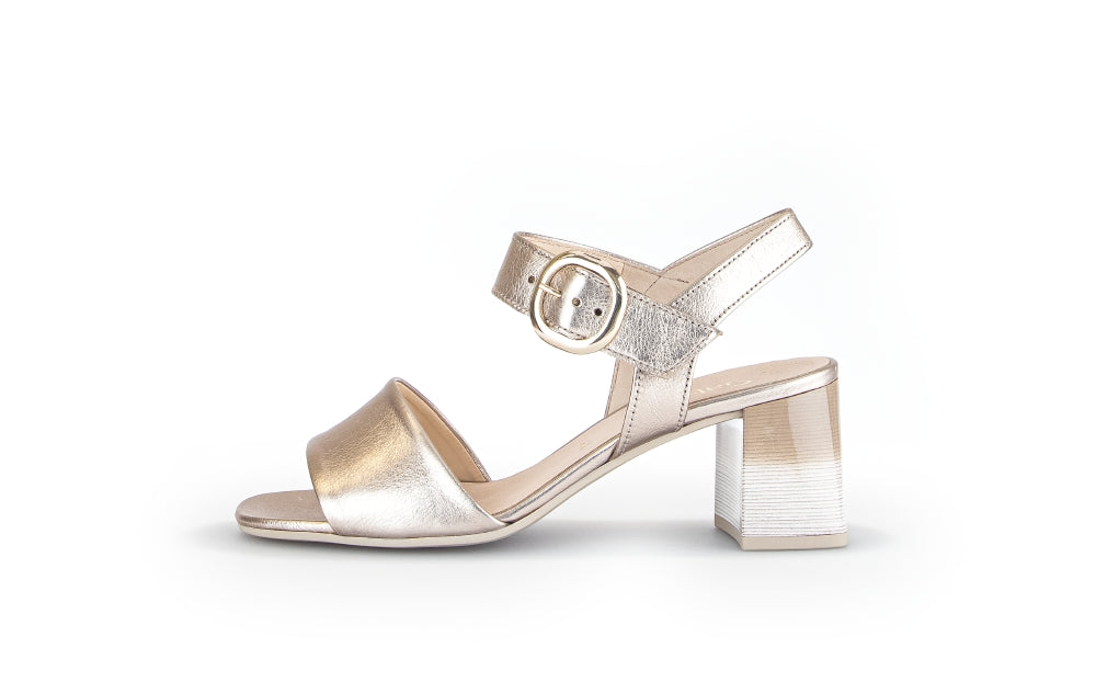 GABOR gold leather sandal with block heel 70062