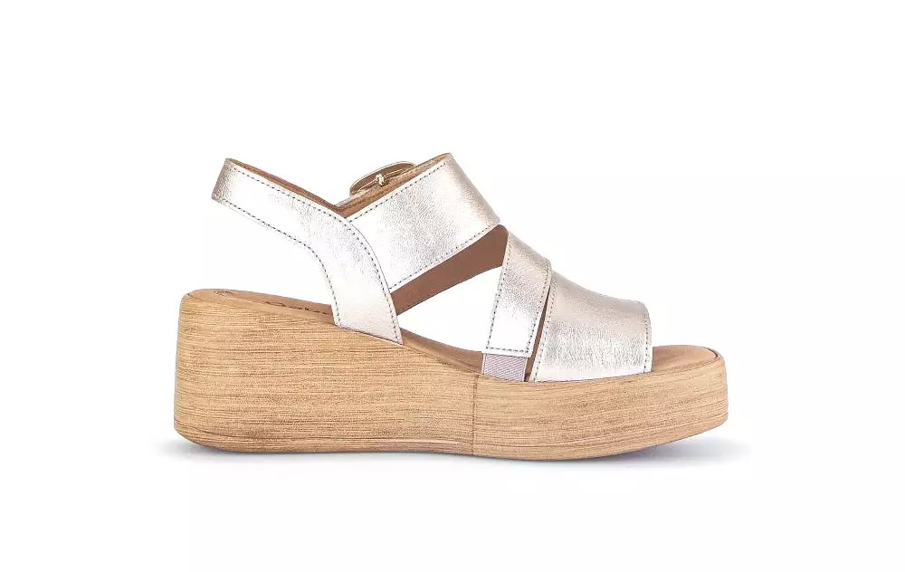 GABOR Gold Leather Wedge Sandal - Best Price & Quality Guarantee. Shop Now!