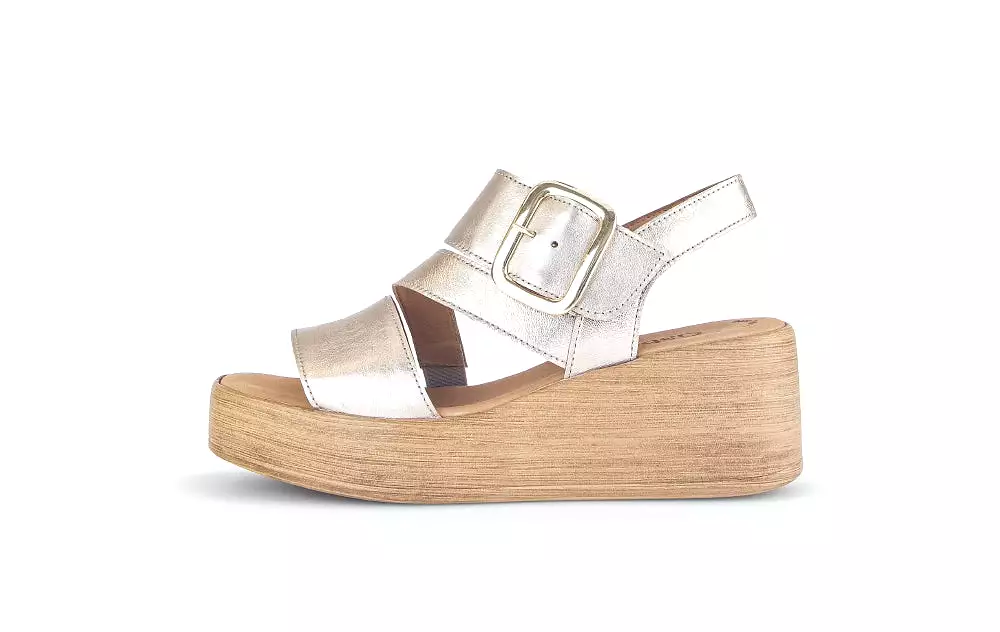 GABOR Gold Leather Wedge Sandal - Best Price & Quality Guarantee. Shop Now!