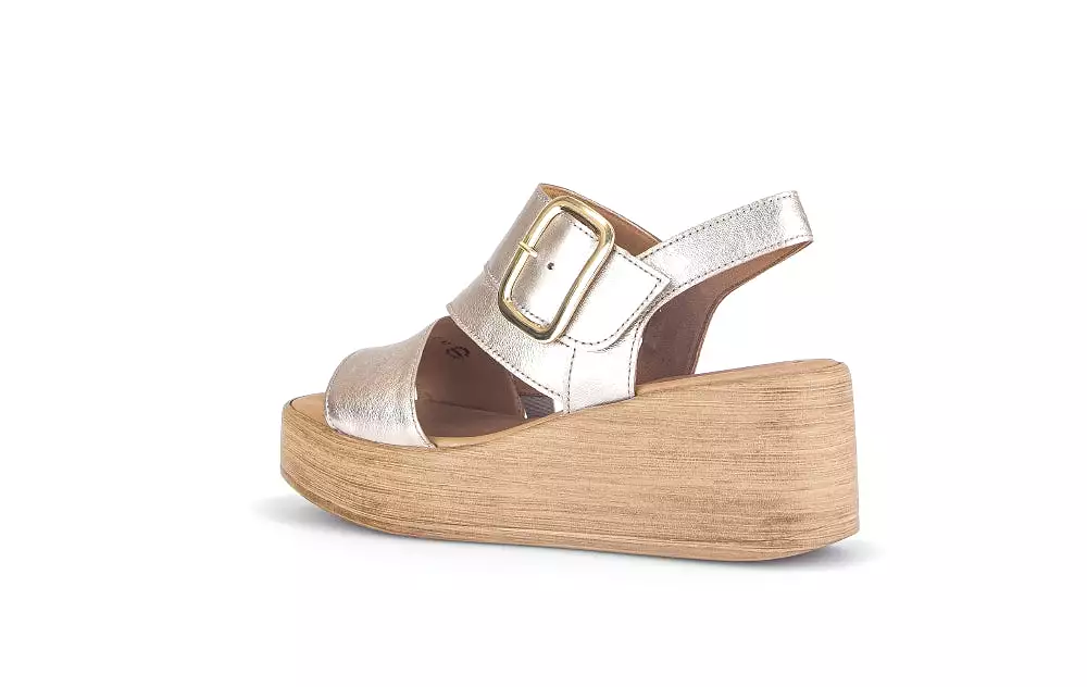 GABOR Gold Leather Wedge Sandal - Best Price & Quality Guarantee. Shop Now!