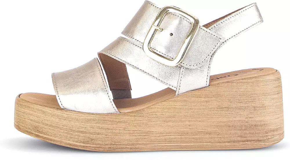 GABOR Gold Leather Wedge Sandal - Best Price & Quality Guarantee. Shop Now!