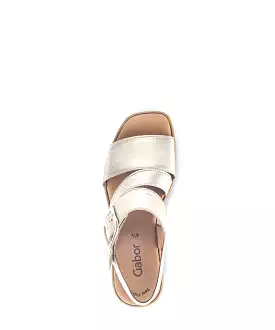 GABOR Gold Leather Wedge Sandal - Shop Now