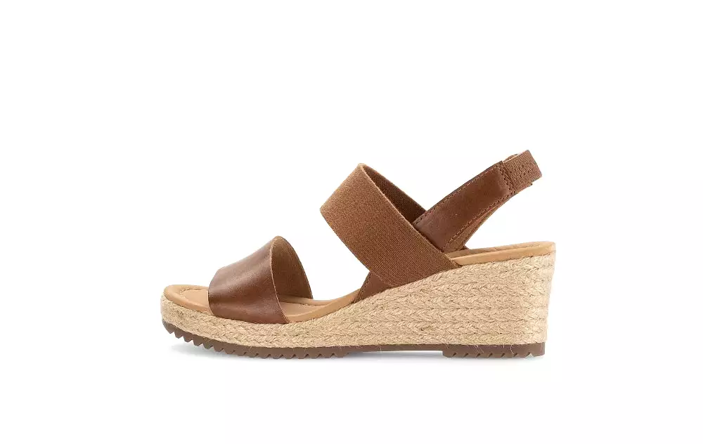 GABOR Tan Leather Wedge Sandal - 03453