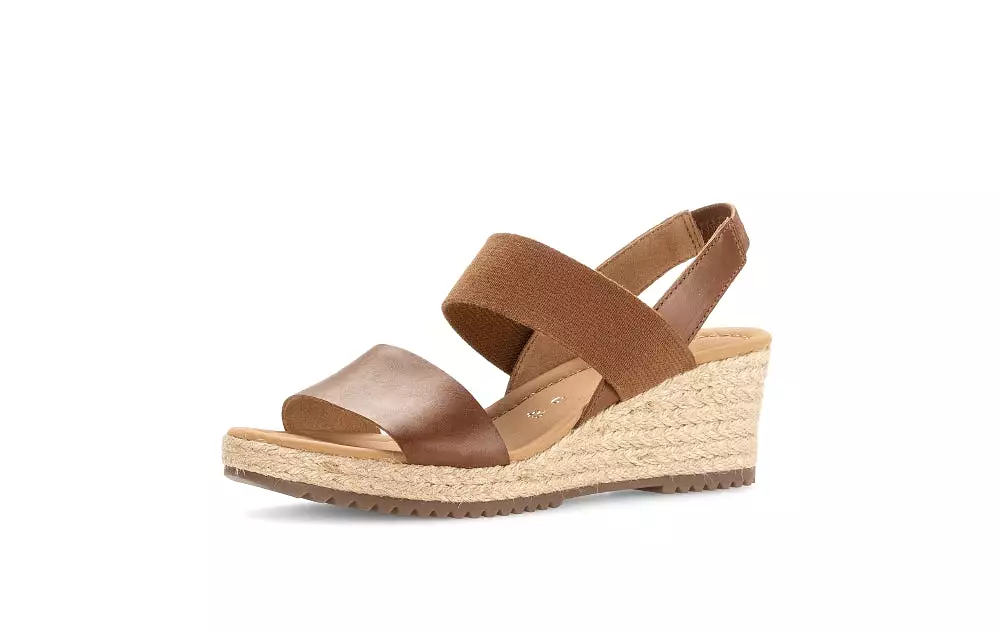 GABOR Tan Leather Wedge Sandal - 03453