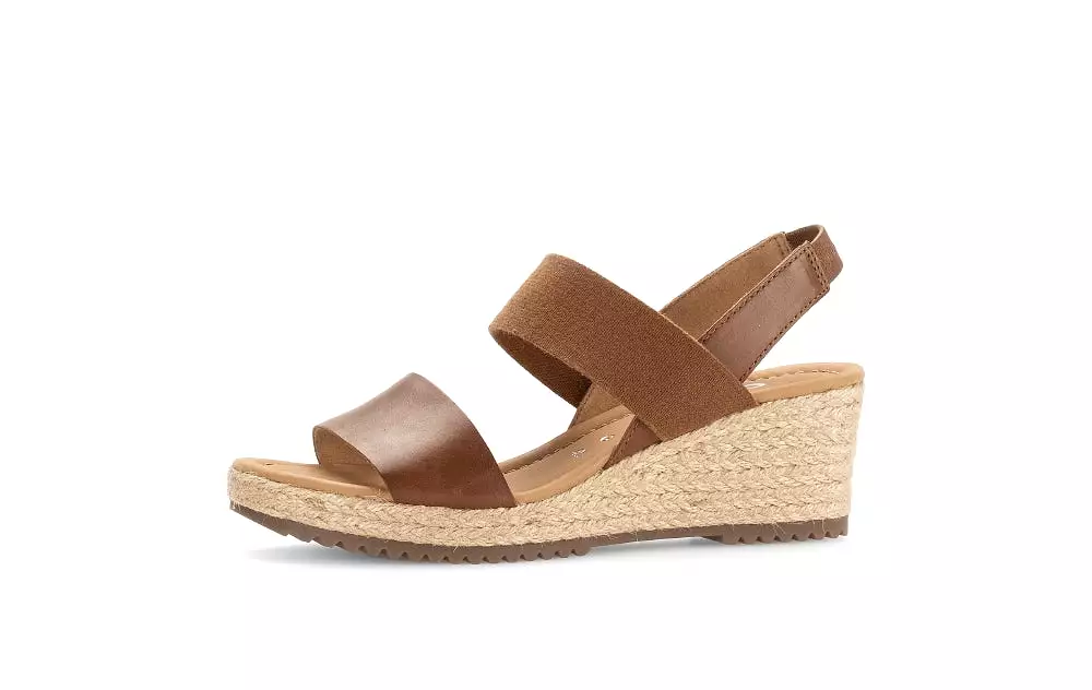 GABOR Tan Leather Wedge Sandal - 03453