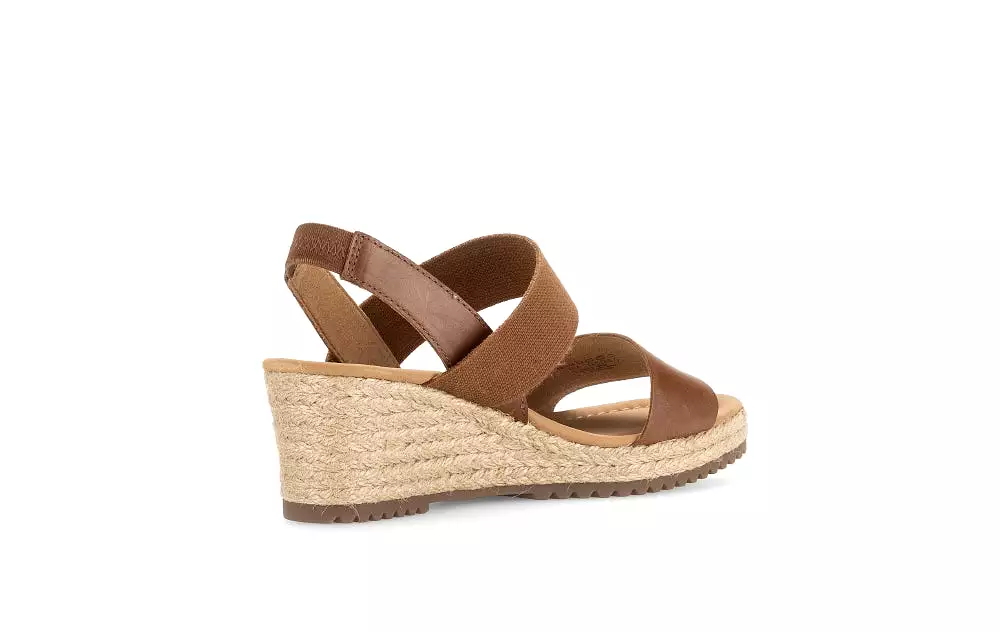 GABOR Tan Leather Wedge Sandal - 03453