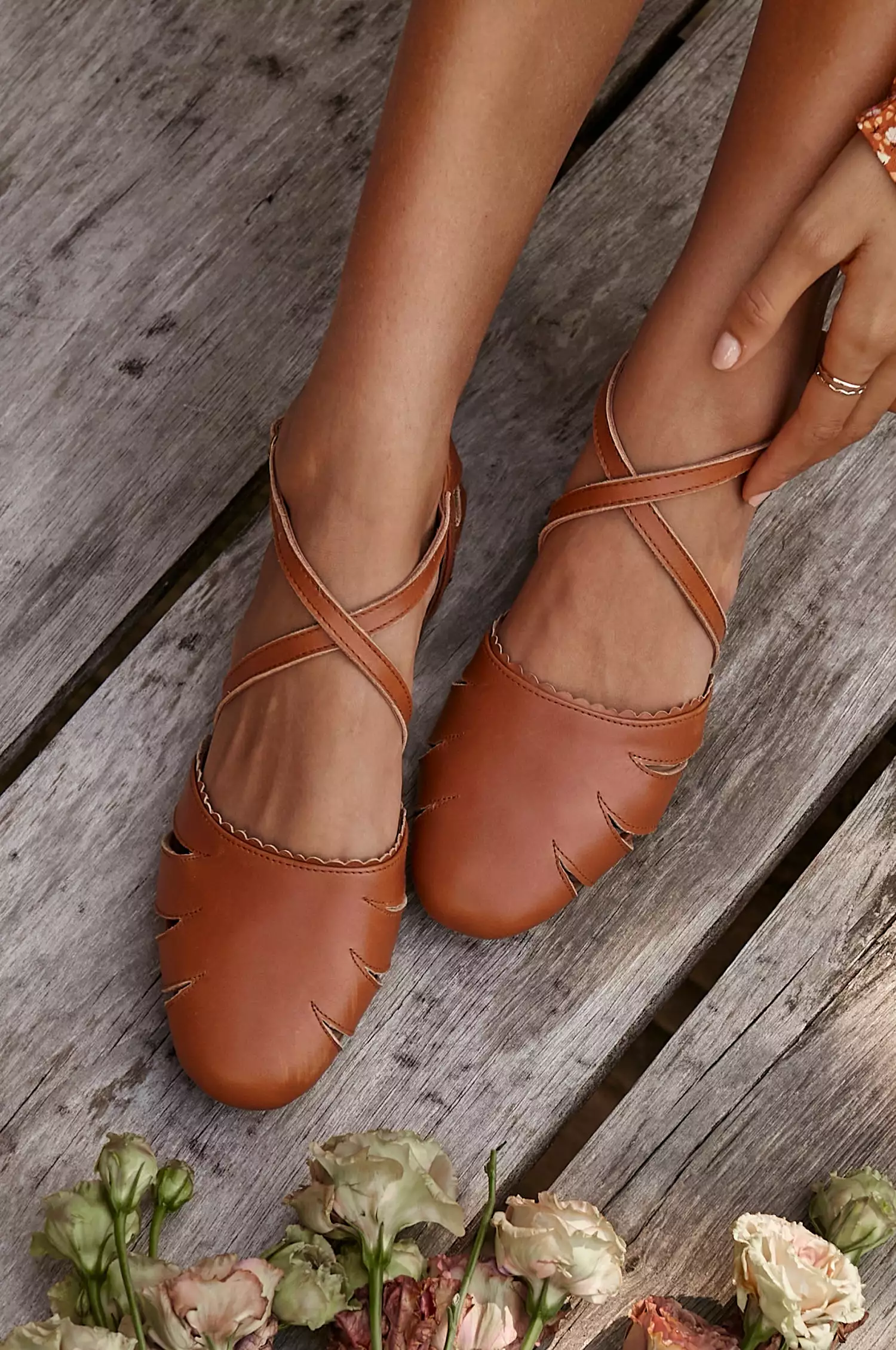 georgia leather flats, cut out flats