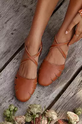 georgia leather flats, cut out flats