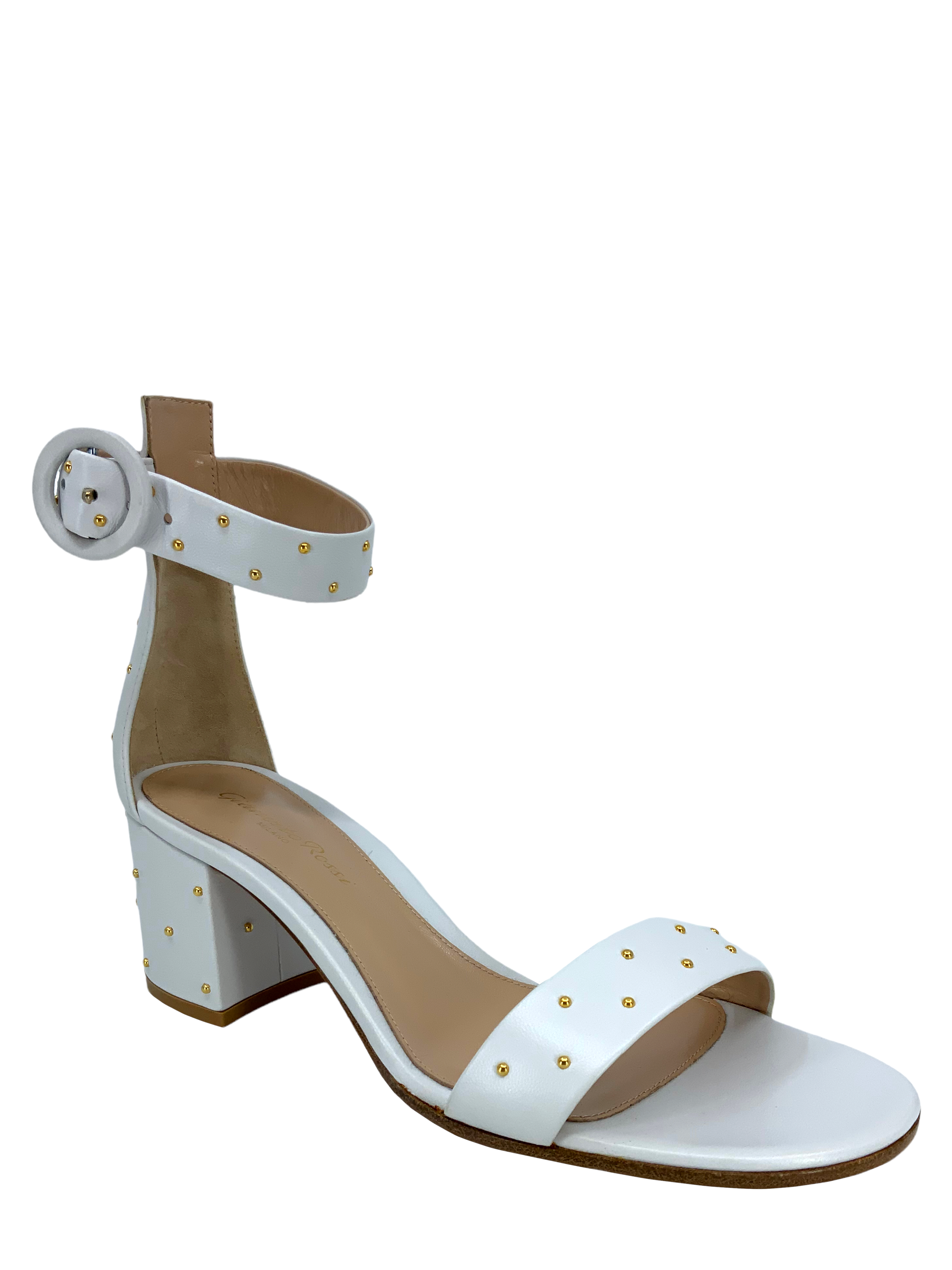 GIANVITO ROSSI 7.5 Studded Leather Sandals Versilia